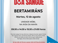 A unidade móbil de doazón de sangue estará este martes 12 de agosto en Bertamiráns 