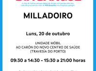 A unidade móbil de doazón de sangue estará este luns 20 de outubro no Milladoiro A unidade móbil de doazón de sangue estará este luns 20 de outubro no Milladoiro