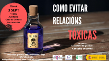 Cartel informativo da charla "Como evitar relacións tóxicas"