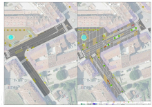 Infografía da fase 1 da obra para a creación dunha améndoa central no núcleo urbano de Bertamiráns Infografía da fase 1 da obra para a creación dunha améndoa central no núcleo urbano de Bertamiráns