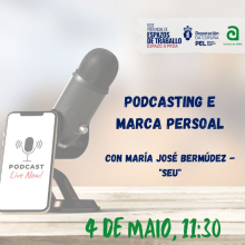 Cartaz da charla de podcasting que terá lugar o 4 de maio Cartaz da charla de podcasting que terá lugar o 4 de maio