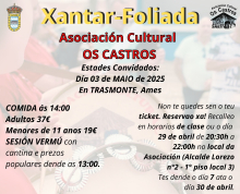 A asociación cultural Os Castros organiza un xantar-foliada o 3 de maio en Trasmonte