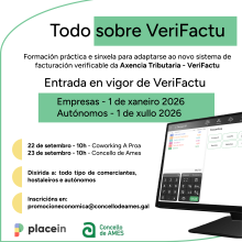 O Concello de Ames organiza dúas charlas formativas en VeriFactu dirixidos a comerciantes, hostaleiros e autónomos O Concello de Ames organiza dúas charlas formativas en VeriFactu dirixidos a comerciantes, hostaleiros e autónomos