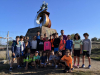 Os rapaces e rapazas participantes no Campus do club de atletismo Millaraio percorreron o tramo de Camiño desde o Monte do Gozo ata a praza do Obradoiro