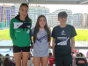 De esquerda a dereita, Nerea Martínez, María Estévez e Nicolás Collazo, do Ames Atletismo